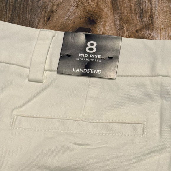 Lands’ End Mid Rise Straight Leg White Pants Women’s Size 8 NWT - Picture 5 of 10